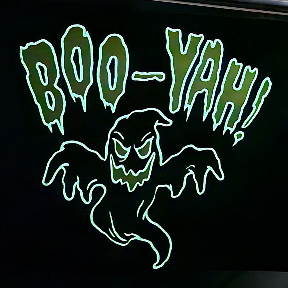 Halloween T-Shirt Glow In Dark Ghost BOO-YAH! Size LG 10-12 Novelty Graphic Tee